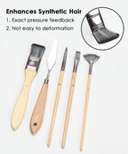 Pinselset 24-teilig mit Rollmappe – 7 Pinselformen und Malmesser -    Zorenza
