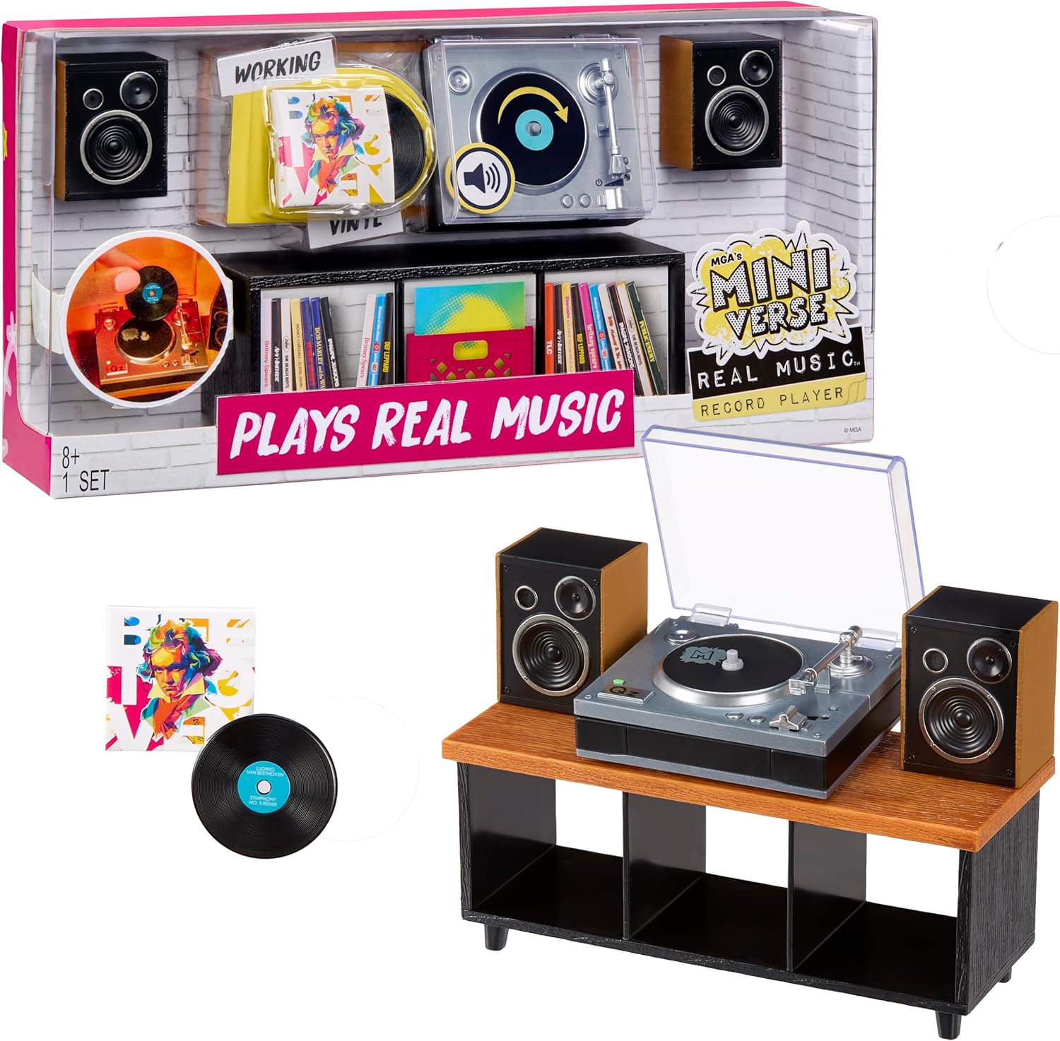 Mini-Plattenspieler Set Vintage-Design mit spielbarer Schallplatte -    Zorenza