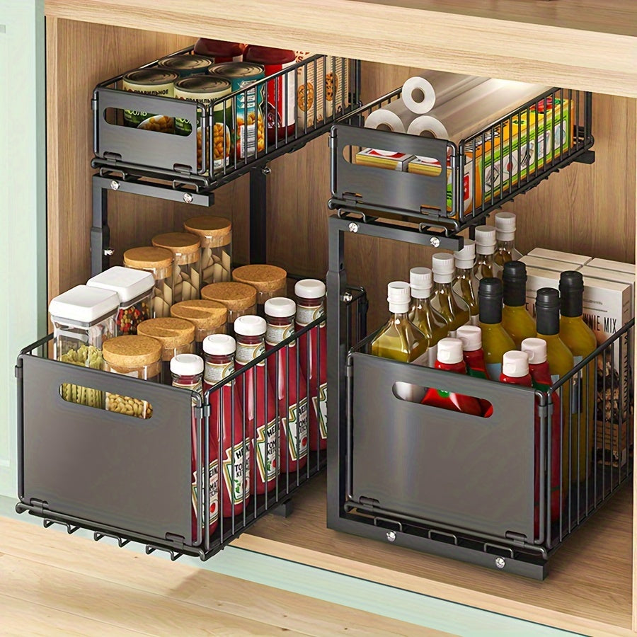 Ausziehbarer Schrank-Organizer aus Carbonstahl – zweistufig Zorenza