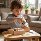 Schraubbrett aus Holz für Kinder – 8 verschiedene Befestiger Zorenza