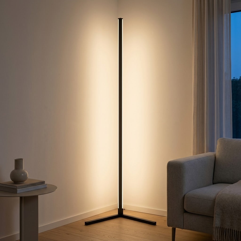 LED-Eckstehlampe 142 cm, dimmbar, 3 Lichtfarben, mit Fernbedienung -    Zorenza