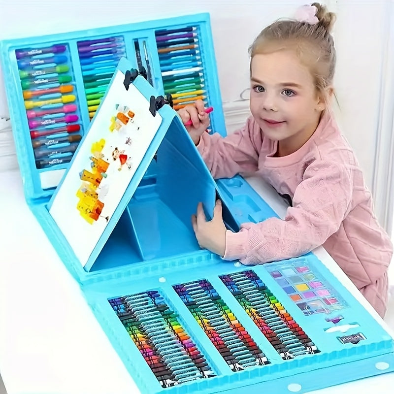 Kunstset 208-teilig mit Malkasten – Buntstifte, Marker und Wasserfarben -    Zorenza
