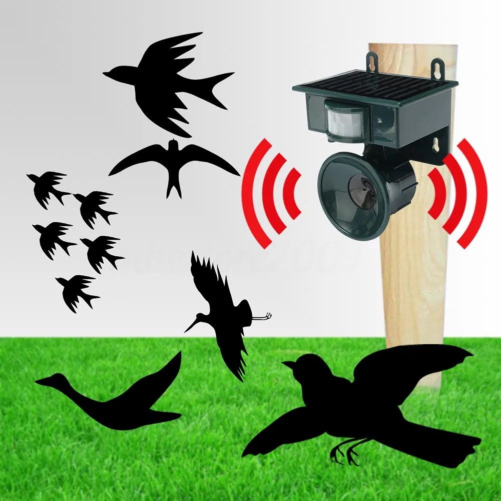 Vogelabwehr Solar mit Bewegungsmelder – Ultraschall und Akustik -    Zorenza