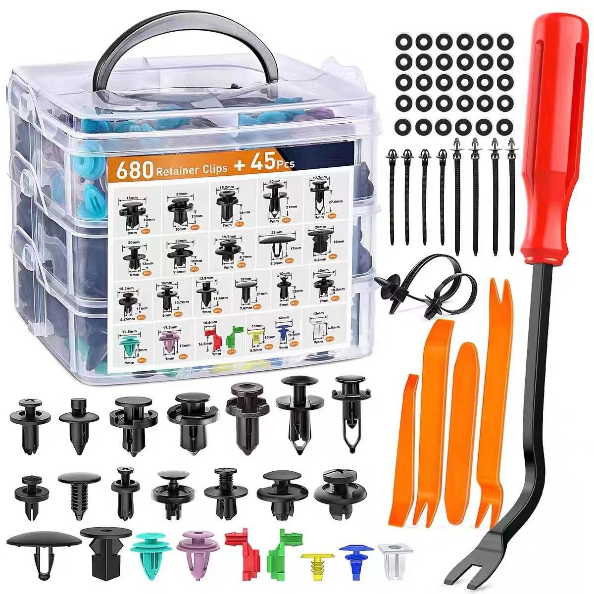 Auto-Befestigungsclips-Set – 680 Teile mit Aufbewahrungsbox Zorenza