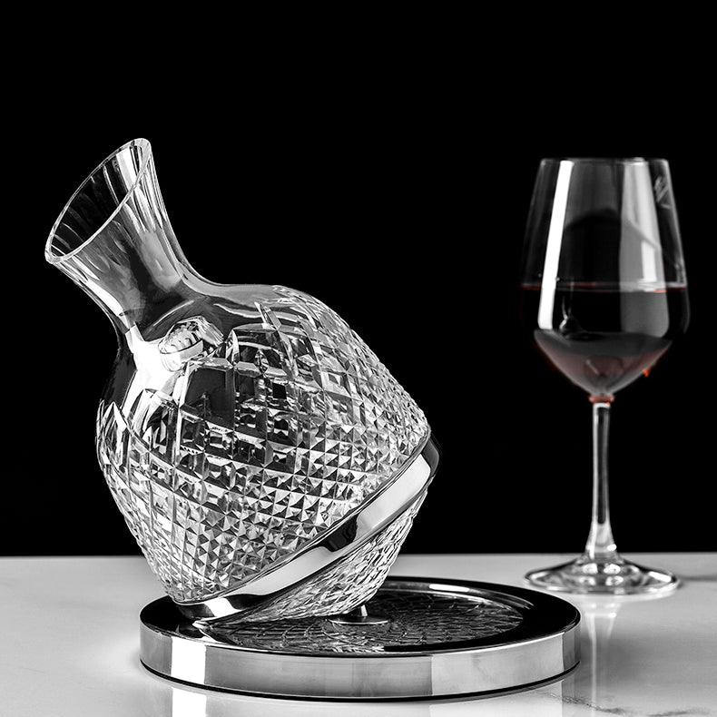 Weinkaraffe 360° rotierend aus Kristallglas mit Belüftung -    Zorenza