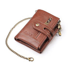 Retro-Lederbrieftasche mit Kette – 13 Kartenfächer & Doppelreißverschluss Zorenza
