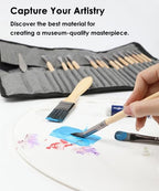 Pinselset 24-teilig mit Rollmappe – 7 Pinselformen und Malmesser -    Zorenza