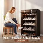 Schuhschrank mit Stoffbezug und Stahlgestell – 6 oder 8 Ebenen Zorenza