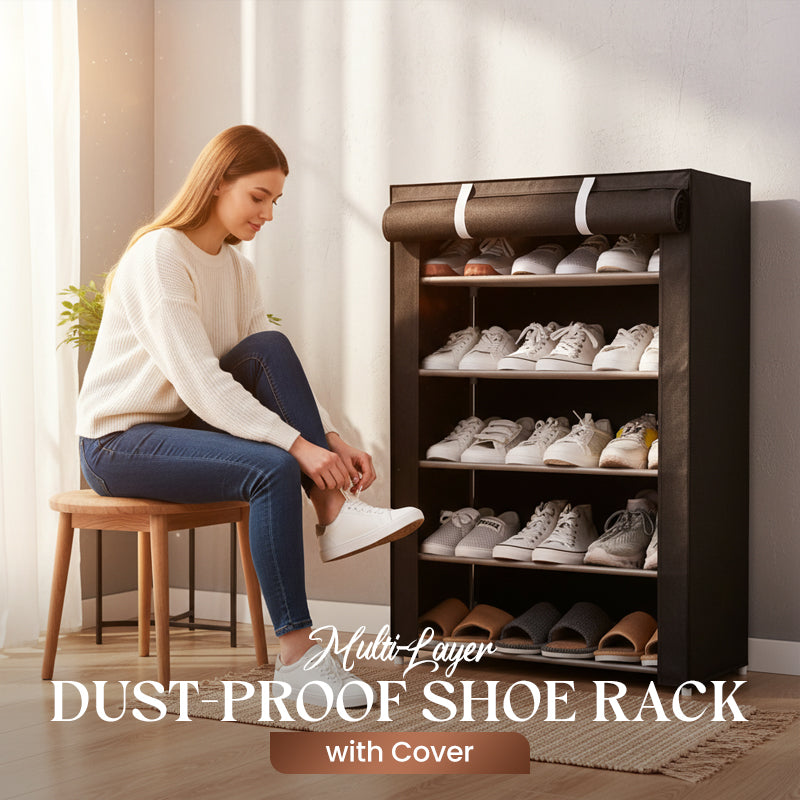 Schuhschrank mit Stoffbezug und Stahlgestell – 6 oder 8 Ebenen Zorenza