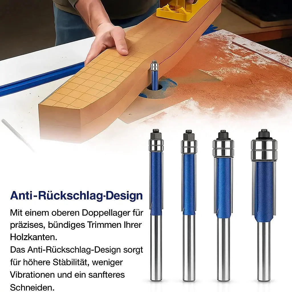 Bündiger Fräser-Set 4-teilig – Saubere Kanten auf jedem Material Zorenza