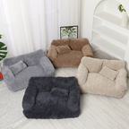 Plüsch-Haustiersofa mit erhöhtem Rand und Kissen – 4 Farben Zorenza
