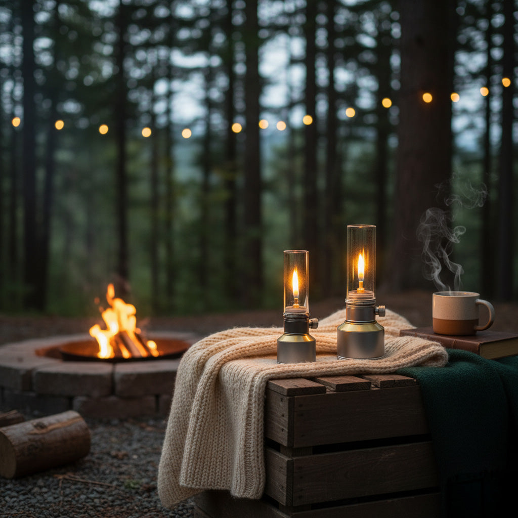 Campinglampe Aluminium mit Gaskartusche – Vintage-Stil -    Zorenza