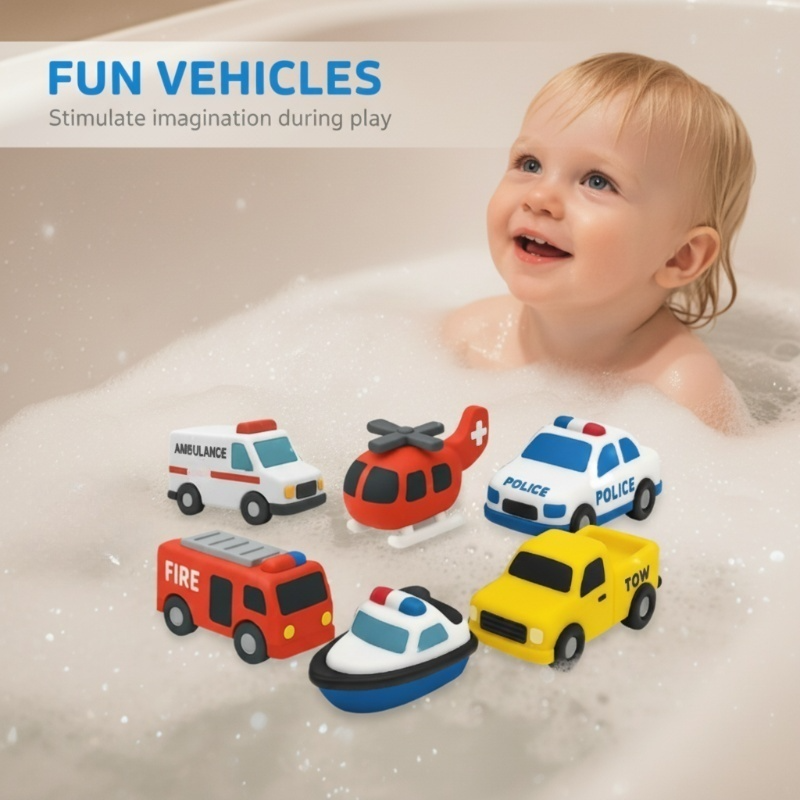 Badespielzeug Silikon 6-teiliges Fahrzeug-Set -    Zorenza