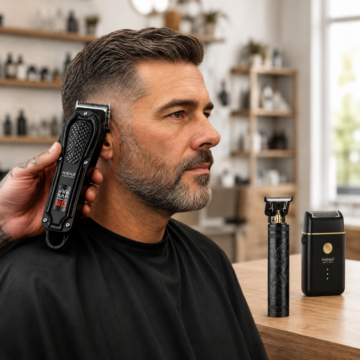 Trimmer-Set 3-teilig – Haarschneider, T-Blade-Trimmer & Folienrasierer, kabellos, USB-C -    Zorenza