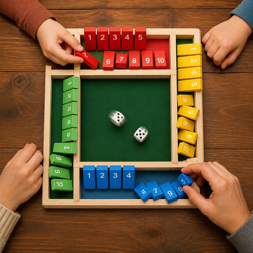Würfelspiel Holz Shut the Box für 4 Spieler -    Zorenza