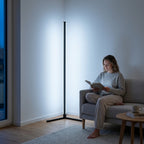 LED-Eckstehlampe 142 cm, dimmbar, 3 Lichtfarben, mit Fernbedienung -    Zorenza