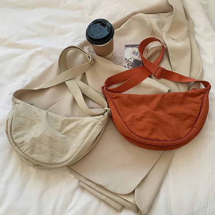 Schultertasche Stoff mit verstellbarem Gurt – Halbmond-Design -    Zorenza