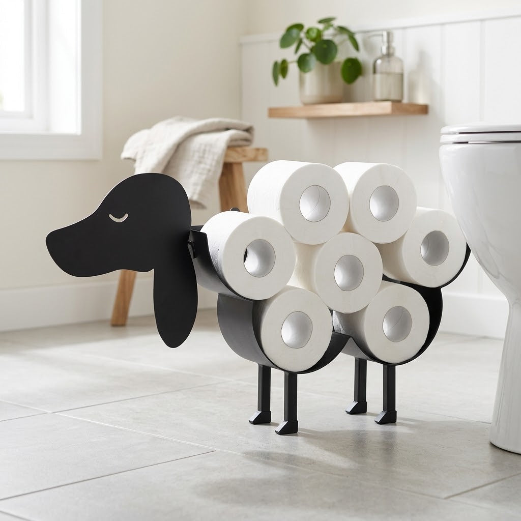 Toilettenpapierhalter freistehend mit Tiermotiv, schwarz, für 7 Rollen -    Zorenza