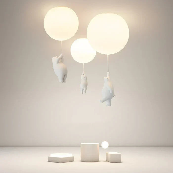 Deckenleuchte Bär mit Ballons – LED Pendelleuchte Kinderzimmer -    Zorenza