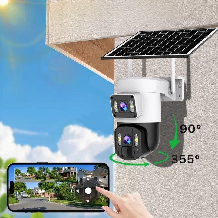 Solarkamera 360° mit 4K Auflösung – Nachtsicht, 10x Zoom, App-Steuerung -    Zorenza