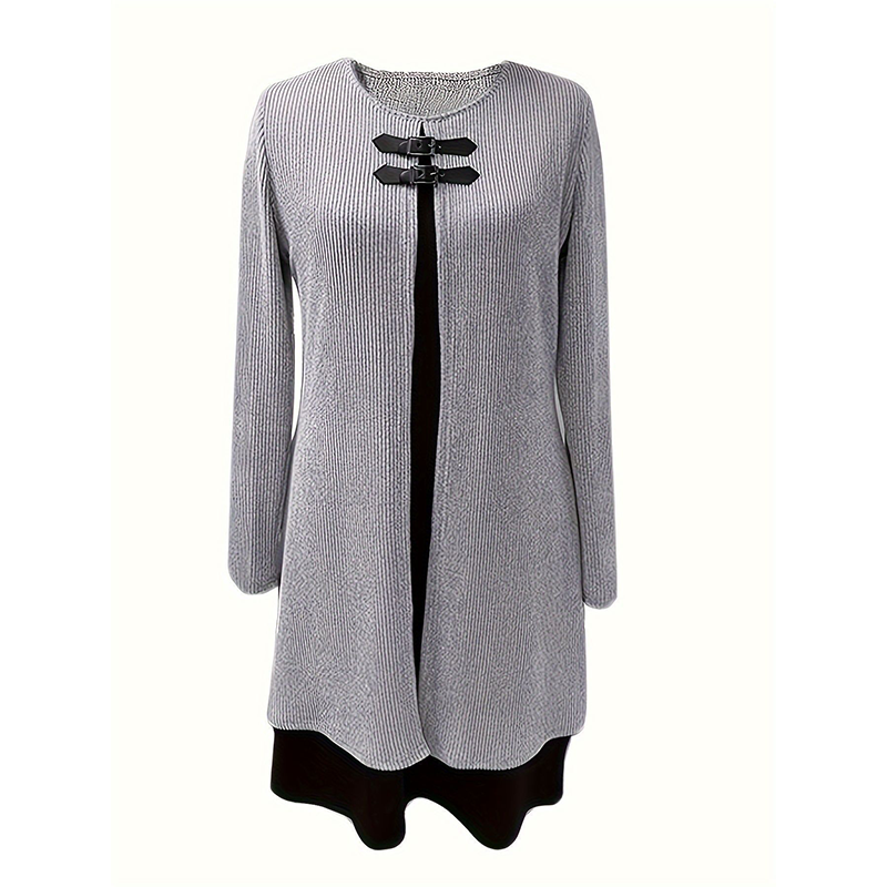 Damen A-Linien-Kleid mit Kunstleder-Schnallen -    Zorenza