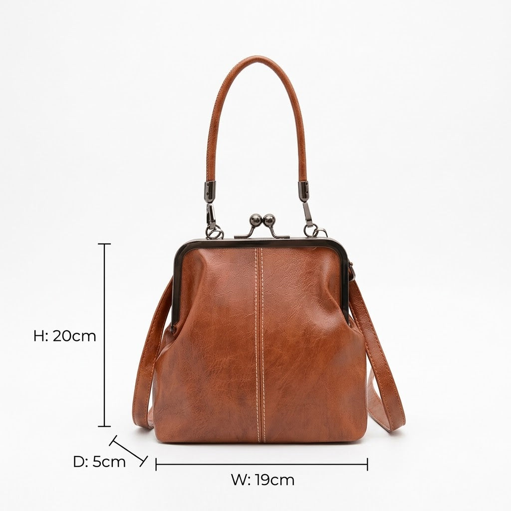 Handtasche Kunstleder mit Vintage-Bügelverschluss -    Zorenza