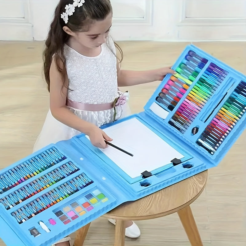 Kunstset 208-teilig mit Malkasten – Buntstifte, Marker und Wasserfarben -    Zorenza