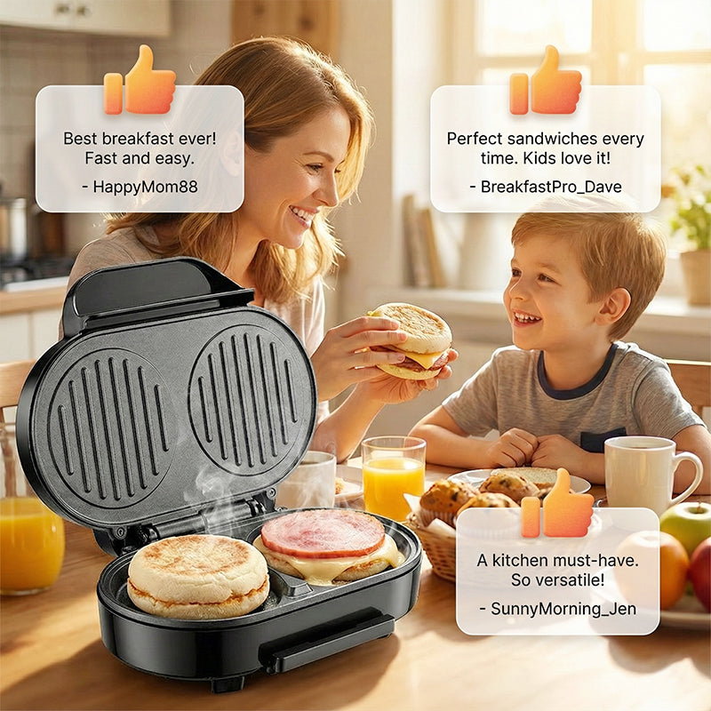 Doppelter Sandwich-Grill mit antihaftbeschichteten Grillplatten -    Zorenza