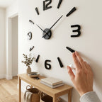 DIY Wanduhr 3D mit selbstklebenden Ziffern, Schwarz, Ø 40–120 cm -    Zorenza