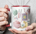 Keramiktasse mit Häkel-Motiven -    Zorenza