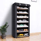 Schuhschrank mit Stoffbezug und Stahlgestell – 6 oder 8 Ebenen Zorenza