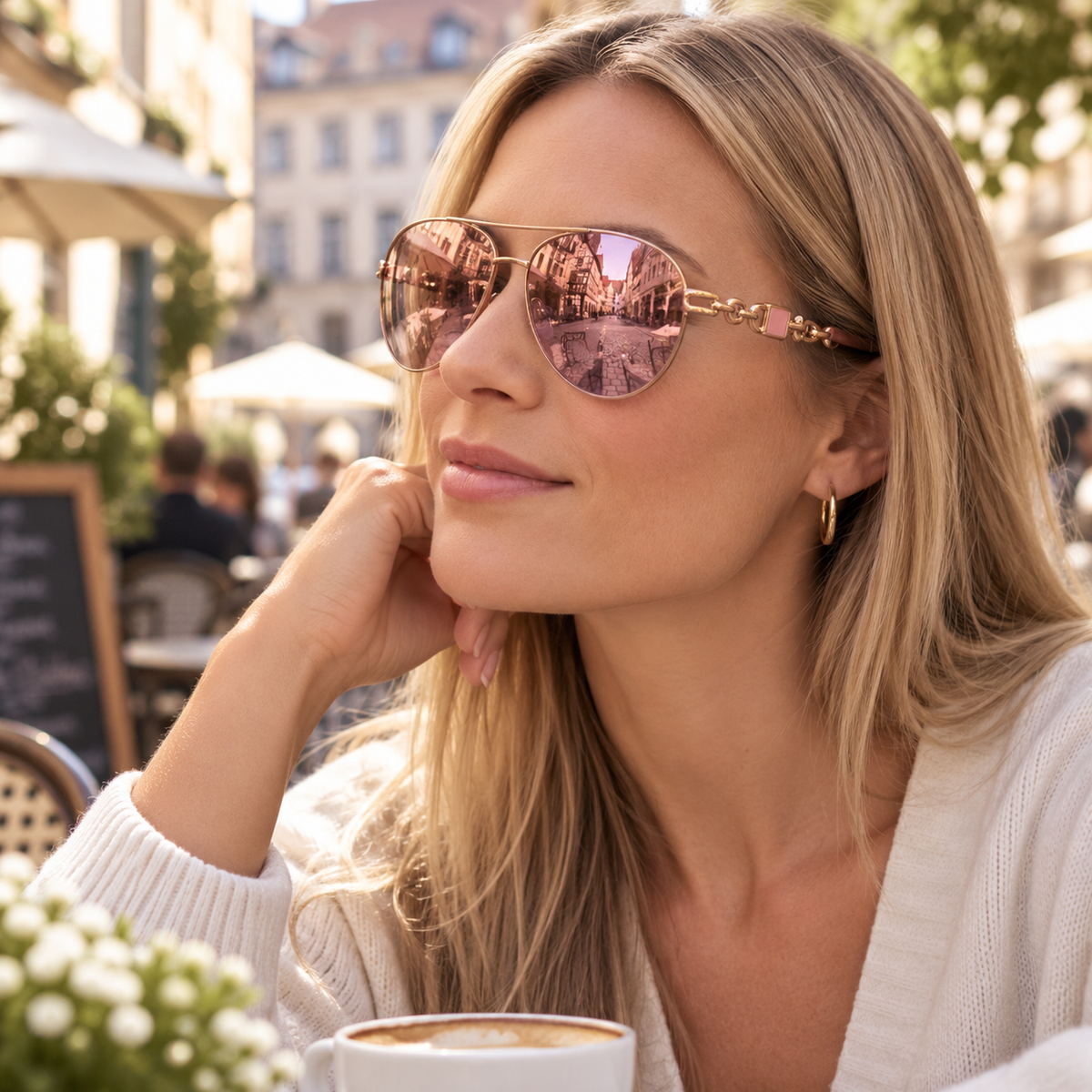 Sonnenbrille mit Kettendetail – Polarisiert mit UV400-Schutz -    Zorenza