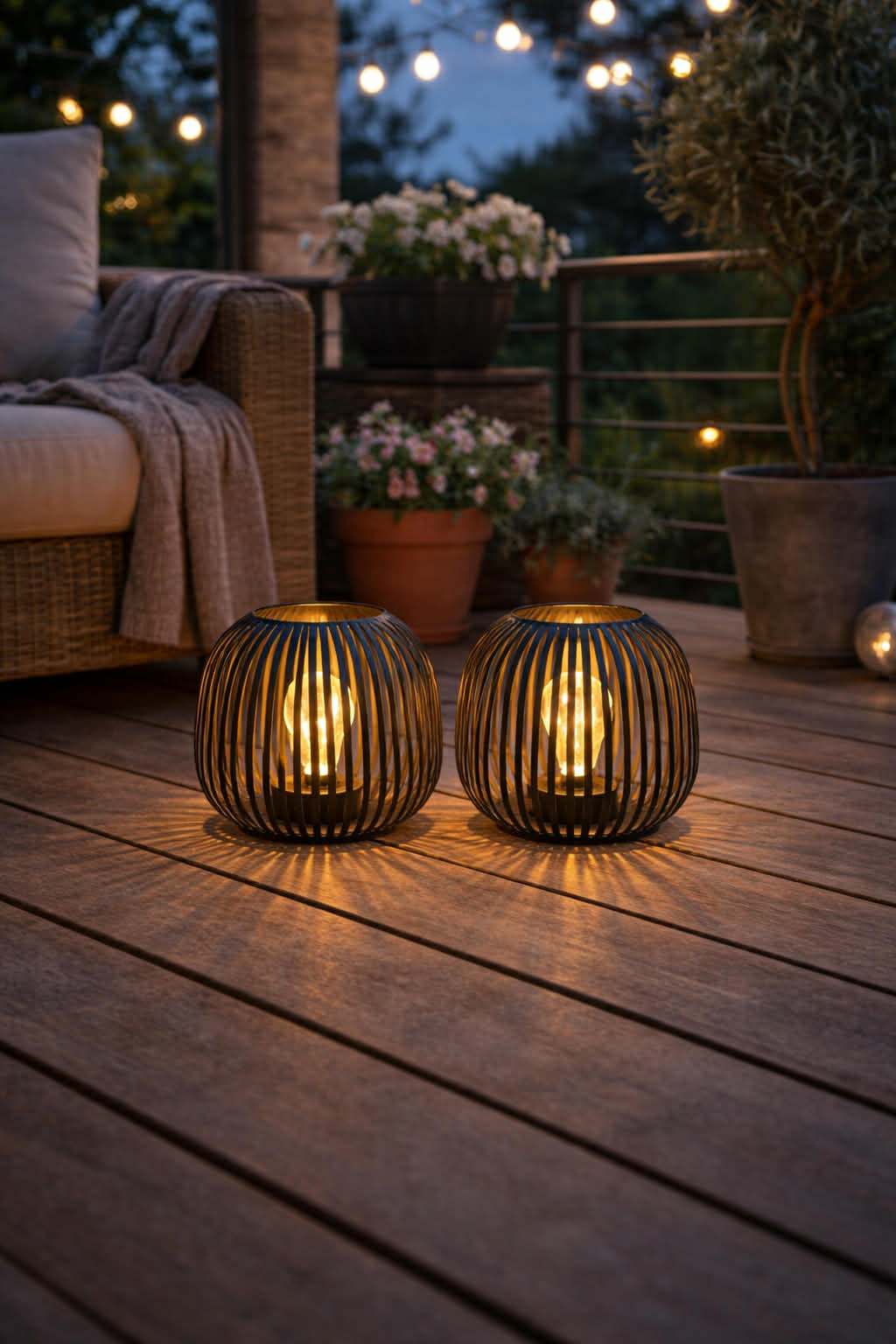 Solarlaterne Metall 20 cm – Automatisches warmweißes Licht -    Zorenza