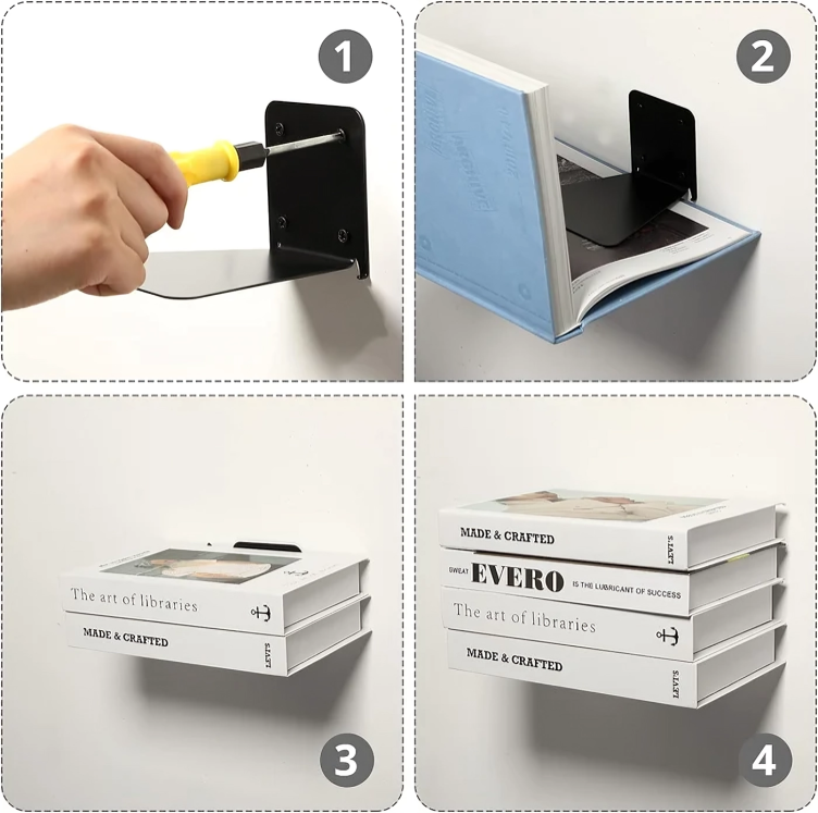 Unsichtbare Wandbücherplank – Bücher schweben an der Wand -    Zorenza