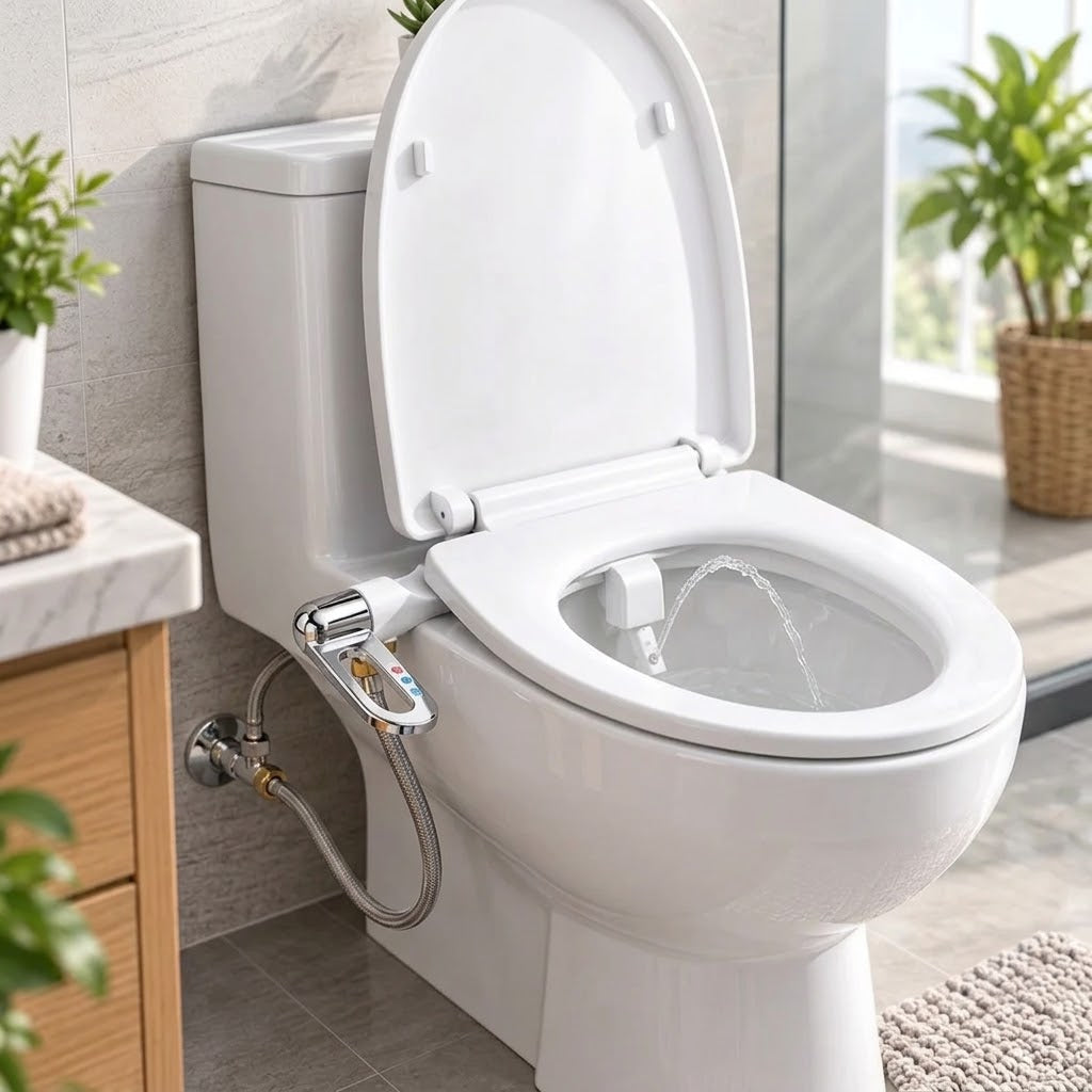 Bidet-Aufsatz für WC mit Doppeldüse, selbstreinigend und ohne Strom -    Zorenza