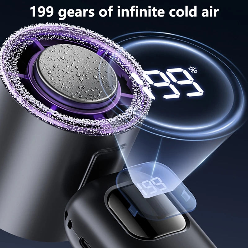 Turbo-Handventilator mit Eis-Kühlfunktion und LED-Display -    Zorenza