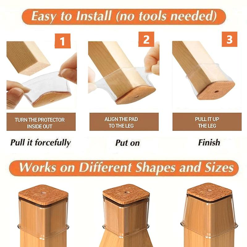 Stuhlbeinschoner 24er-Set – Leises Gleiten, kein Kratzen auf dem Boden Zorenza