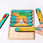 Holz Steckpuzzle-Set für Kinder – Doppelseitig & Bildungsfördernd -    Zorenza