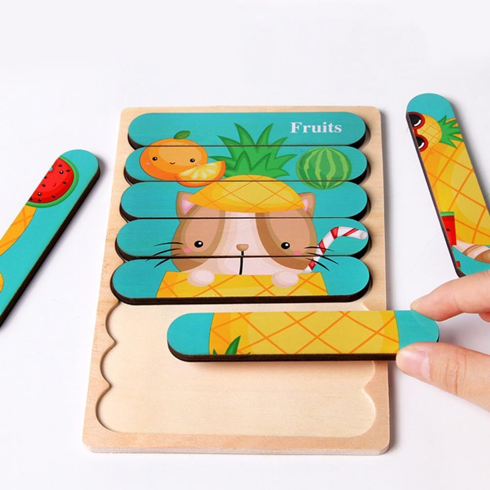Holz Steckpuzzle-Set für Kinder – Doppelseitig & Bildungsfördernd -    Zorenza