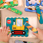 Holz Steckpuzzle-Set für Kinder – Doppelseitig & Bildungsfördernd -    Zorenza