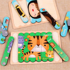 Holz Steckpuzzle-Set für Kinder – Doppelseitig & Bildungsfördernd -    Zorenza