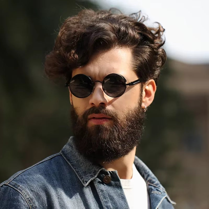 Sonnenbrille Steampunk Retro rund polarisiert UV400 Metallrahmen -    Zorenza
