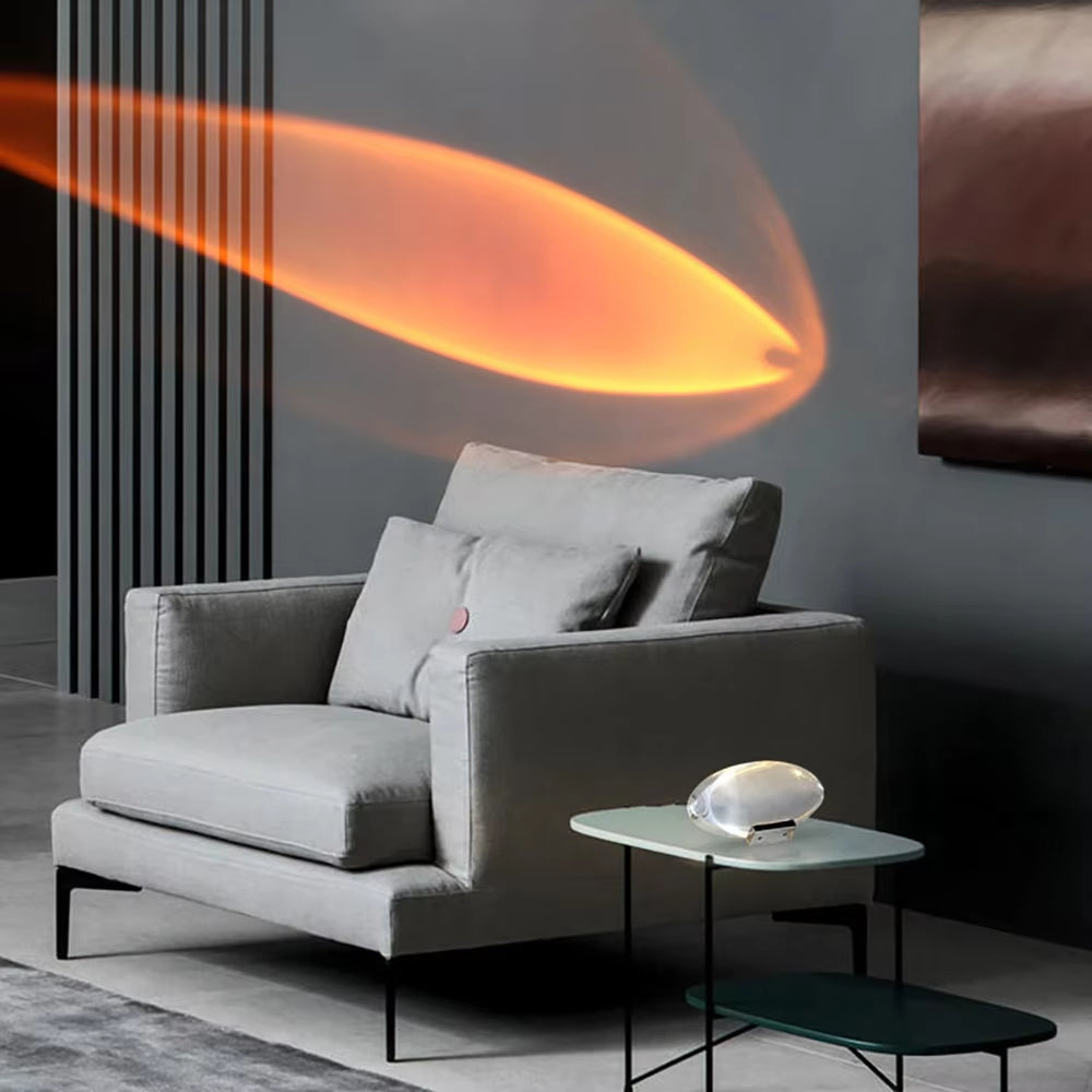 Ovale Kristall-Tischlampe – LED-Stimmungslicht in Warmweiß, Sonnenuntergangsrot & Blau-Violett -    Zorenza