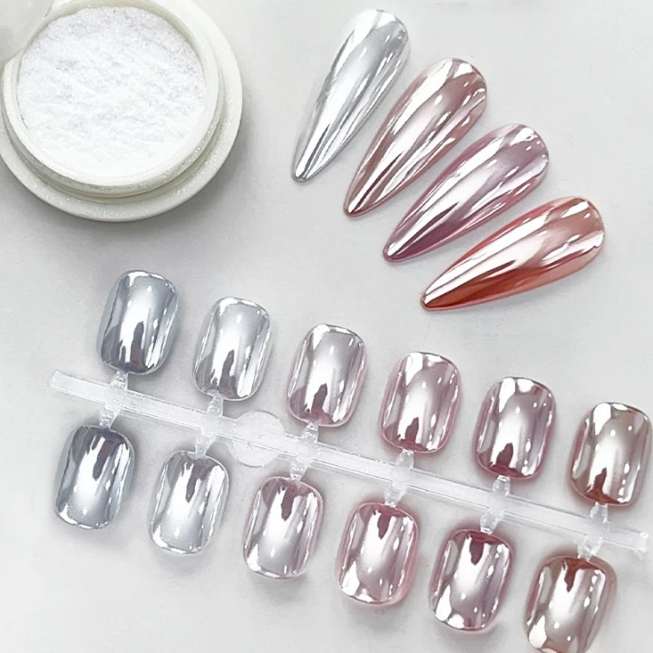 Nagelpulver Chrom Silber – Verwandelt jeden Lack in glänzendes Spiegelfinish -    Zorenza