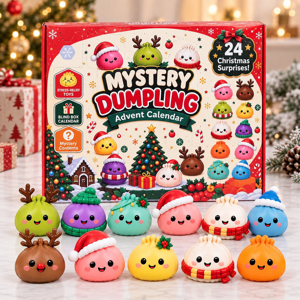 Adventskalender Dumpling Squishy-Figuren 24 Tage -    Zorenza