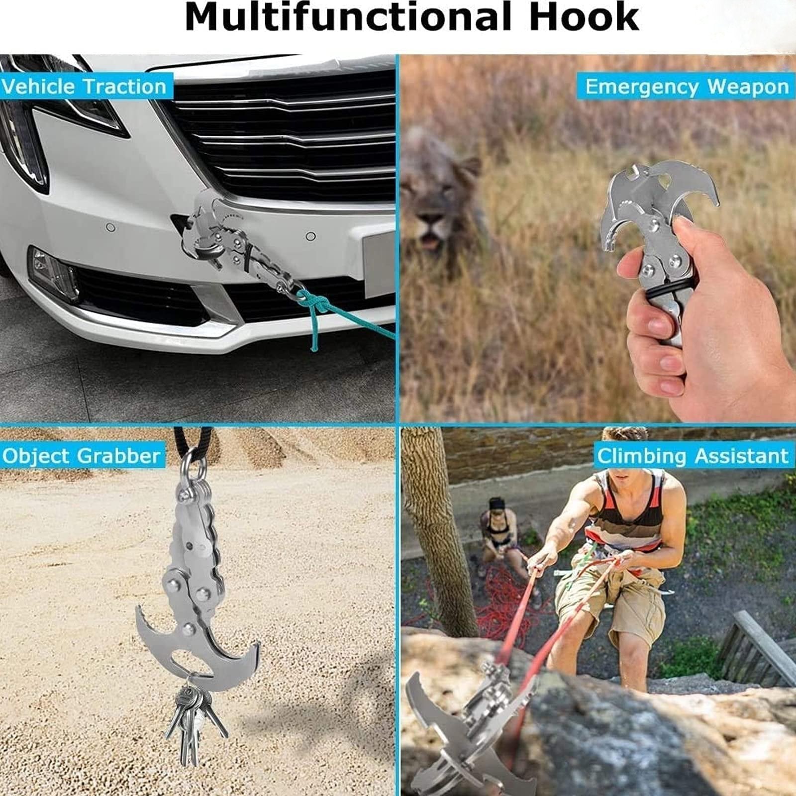 Multifunktionaler Greifhaken aus Edelstahl für Outdoor & Camping Zorenza