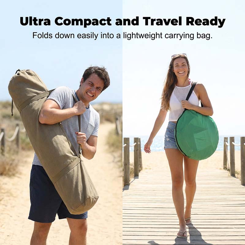 Pop-Up Strandmuschel UV-Schutz 98% – Schnellaufbau für 2-4 Personen -    Zorenza