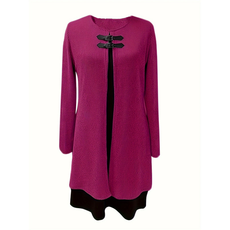 Damen A-Linien-Kleid mit Kunstleder-Schnallen -    Zorenza