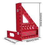 Aluminium Woodworking Square with Drill Guide Holes – 90° and 45° Zorenza