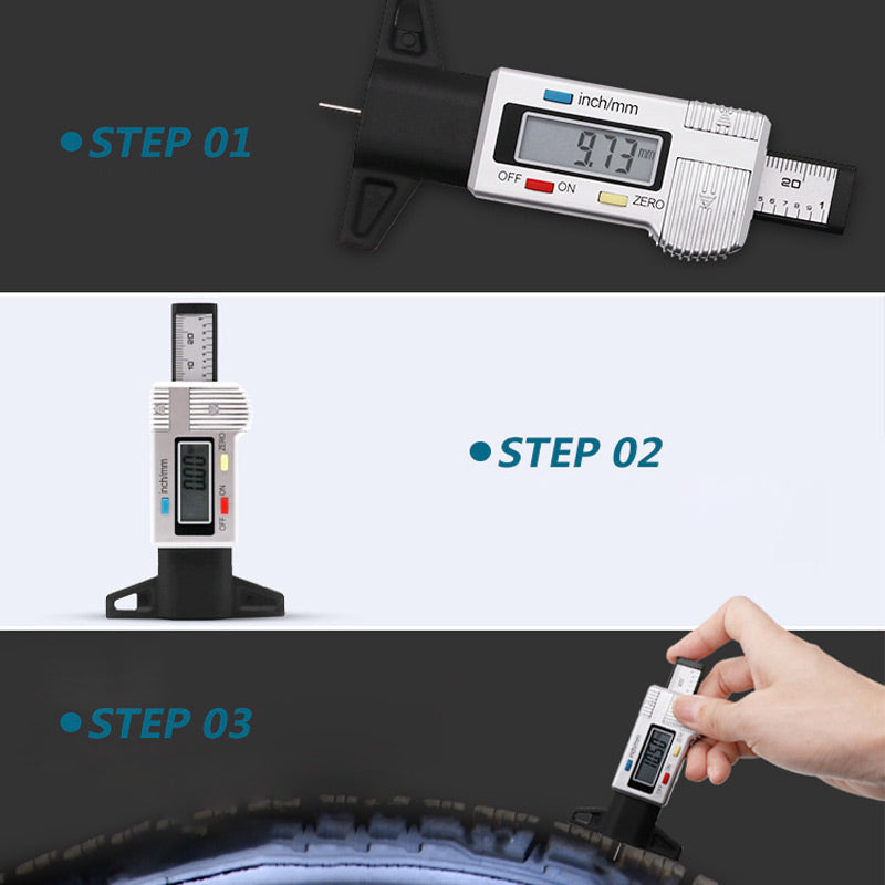 Reifenprofilmesser Digital mit LCD-Display -    Zorenza